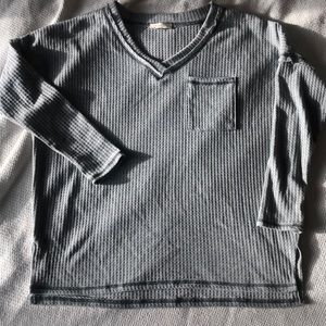 Knit grey v-neck sweater